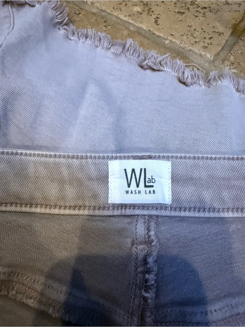 Washlab Taupe Selma Pieced Skirt with Raw Hem